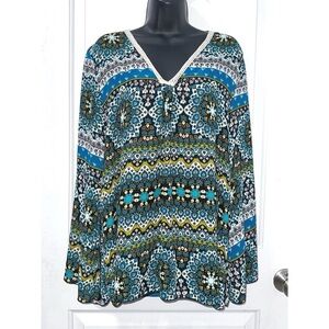Urban Episode brand Y2K multi colored long bell sleeve blouse